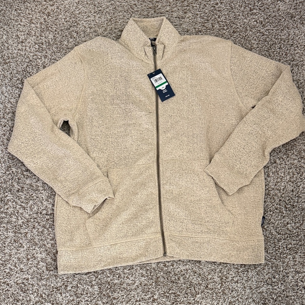 Izod Men's Light Tan Full-Zip Fleece Jacket